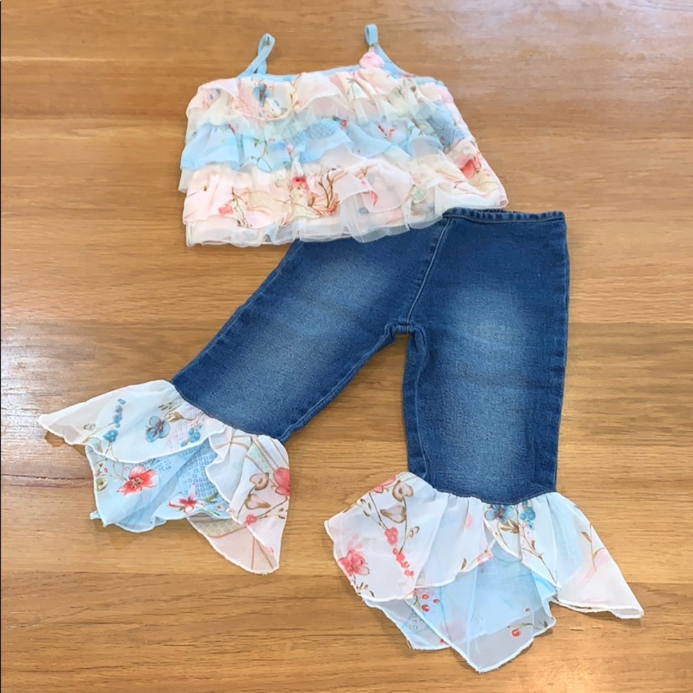 LITTLE MASS ~Hankie Hem Jeans Tank Top 3-4T